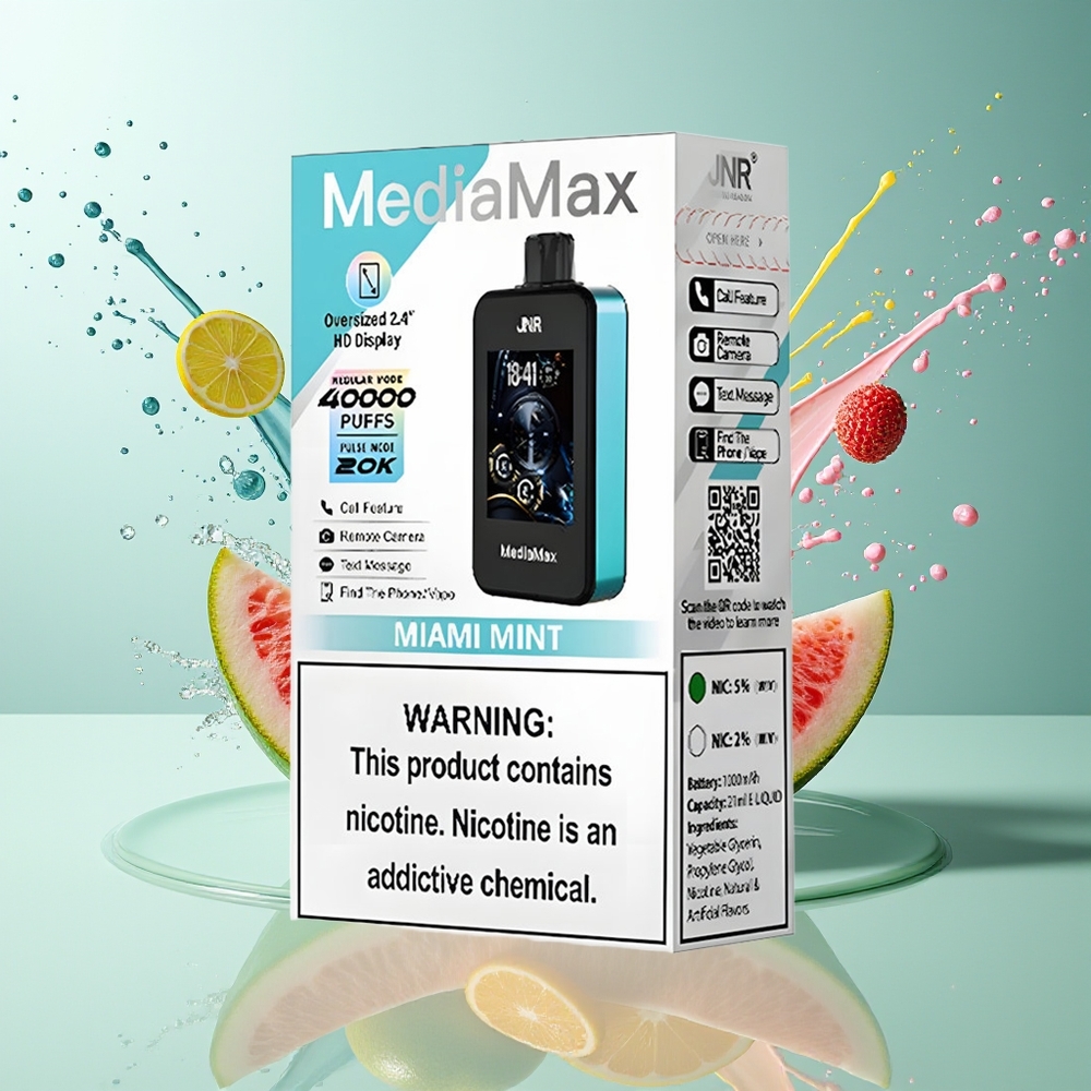 JNR MediaMax 40000 Puffs Norge Engros 1000mAh Type-C Miami Mynte
