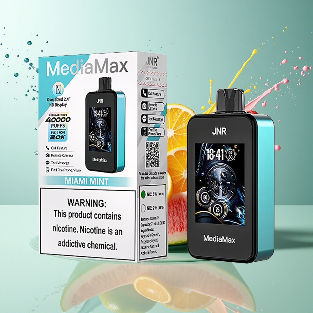 JNR MediaMax 40000 Puffs Norge Engros 1000mAh Type-C Miami Mynte