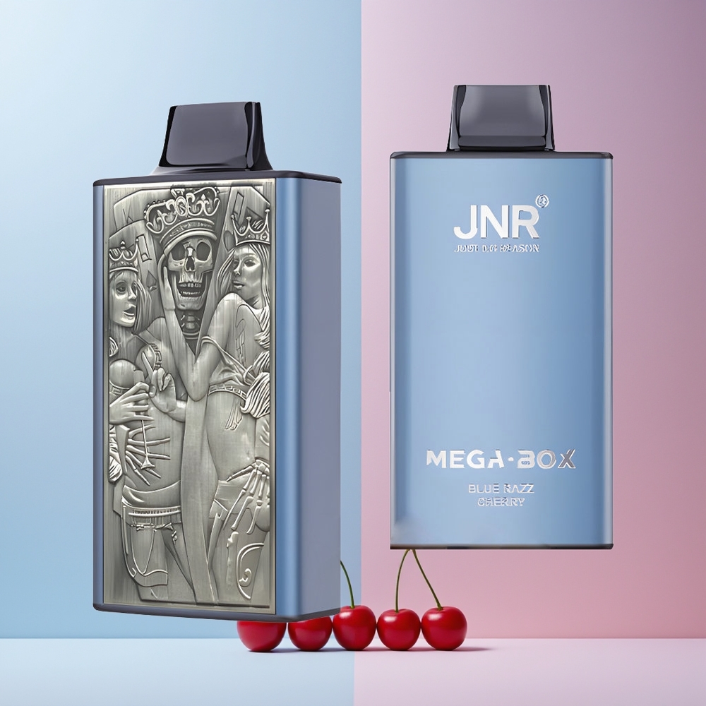 JNR Mega Box 25000 Puffs Norge Engros 30ml Blå Bringebær Type-C Lading