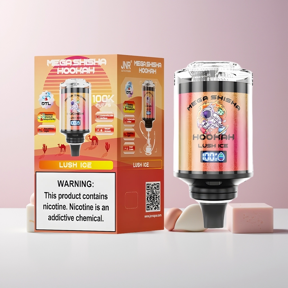 JNR Mega Shisha Hookah 100K Desktop Kompatibel Bløt Is Norge Engros 70,2mm 100K Puff 60ml 2200mAh Type-C