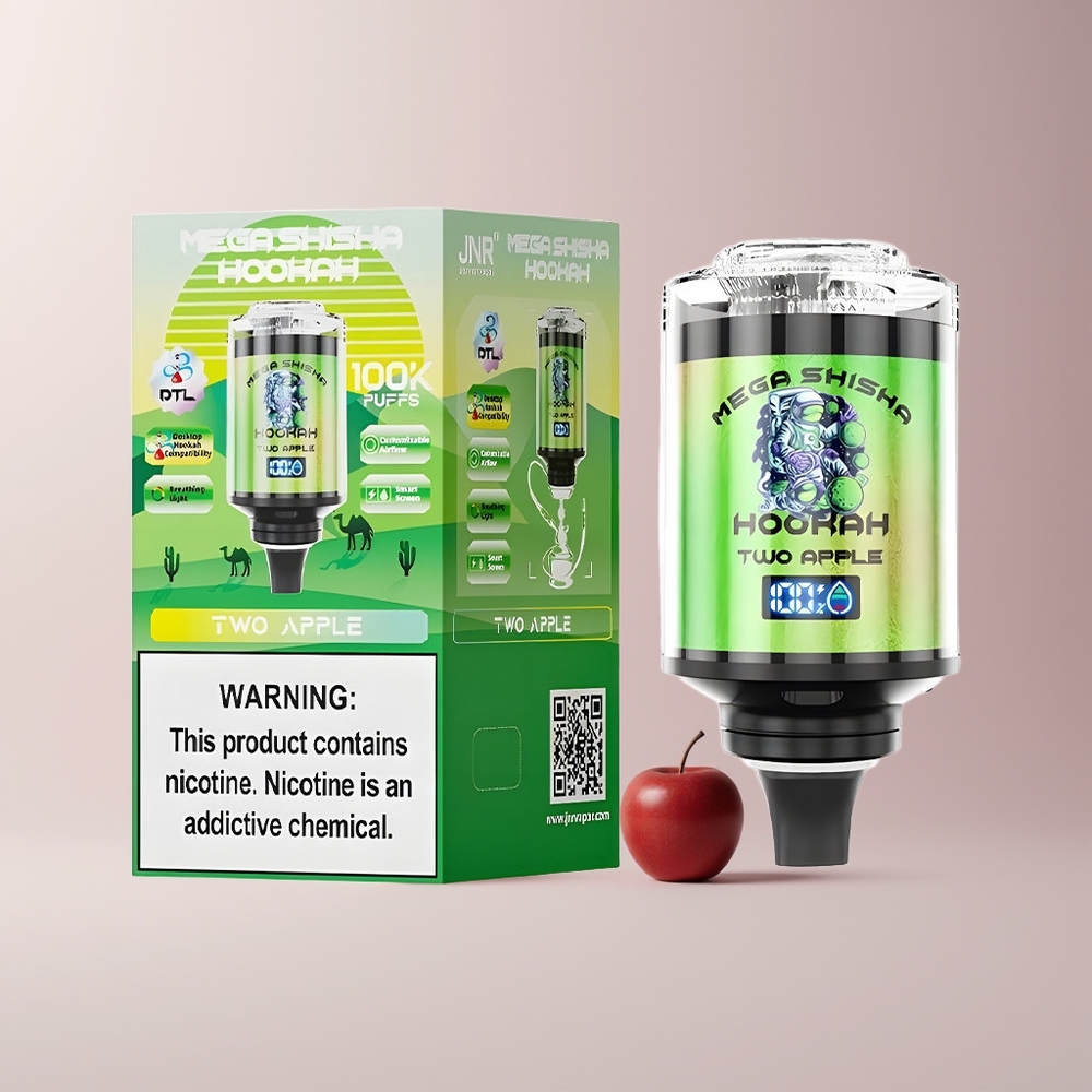JNR Mega Shisha Hookah 100K Norge Engros 60ml 2200mAh Type-C Skjerm Luftstrøm