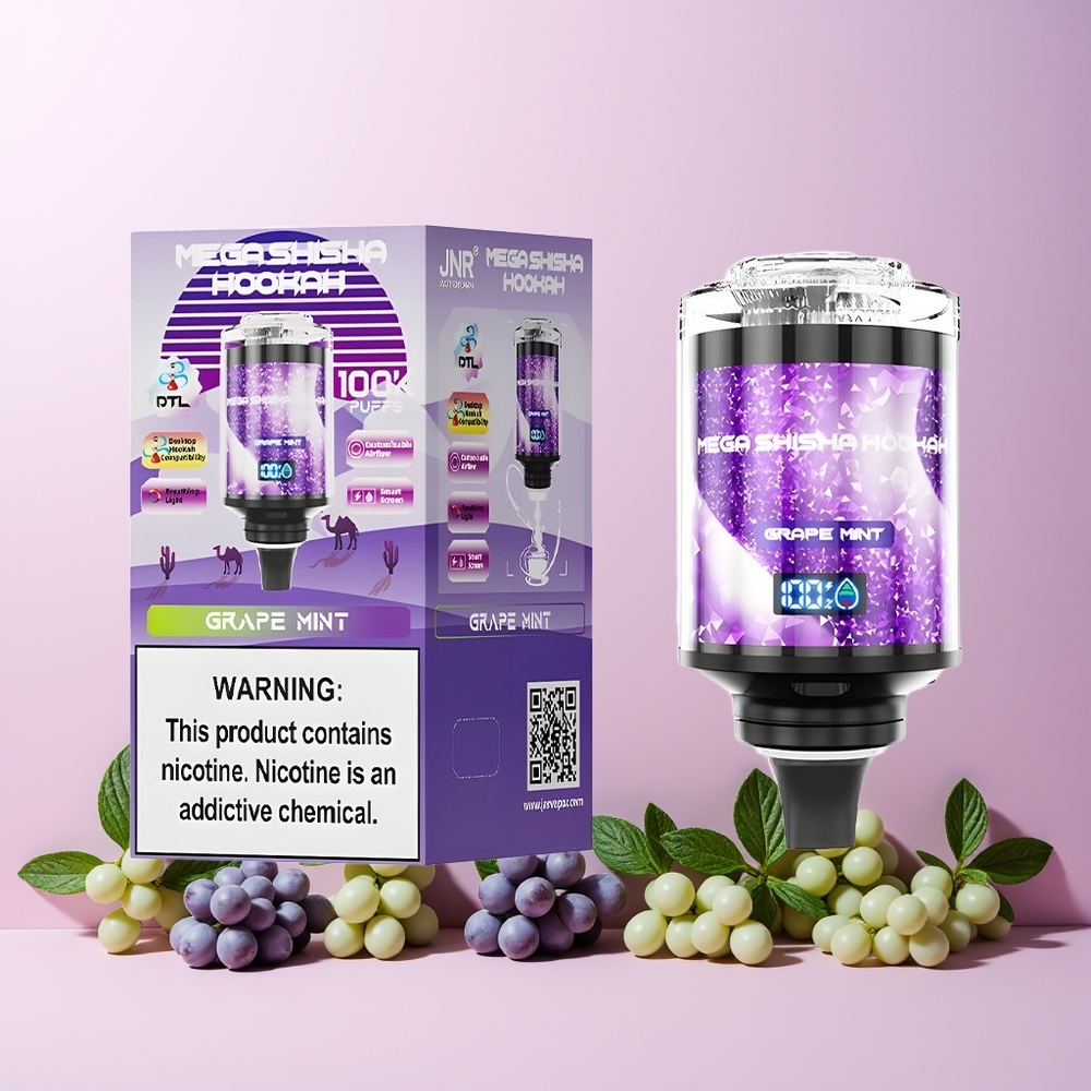 JNR Mega Shisha Hookah 100K Norge Engros Desktop 2200mAh Type-C 60ml Drupe Mynte