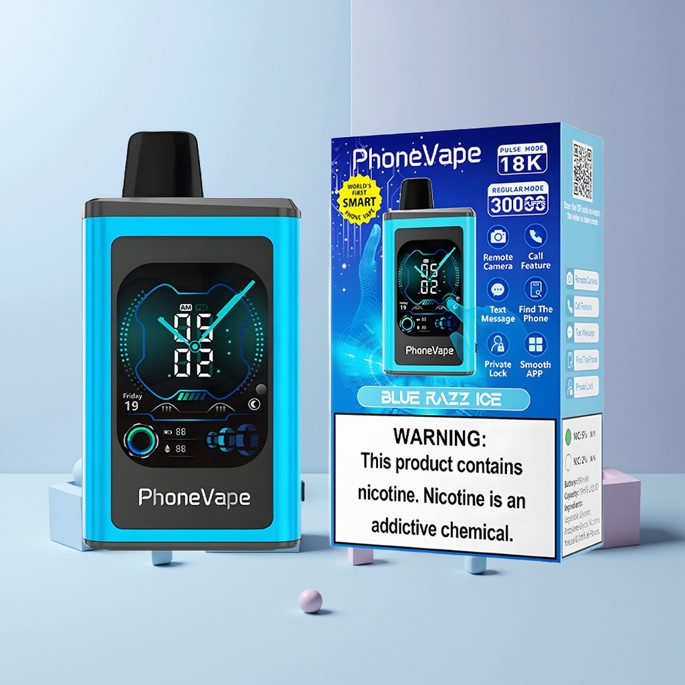 JNR PhoneVape 30000 puffs Norge Engros Blå Bringebær Is 850mAh Turbo Luftstrøm