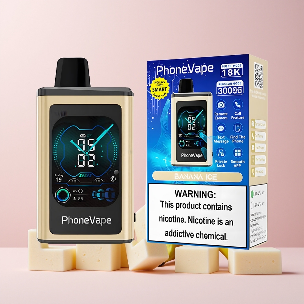 JNR PhoneVape 30000 puffs Norge Engros Disposable Vape Bananis med Turbo Mode, Appstyring og 850mAh