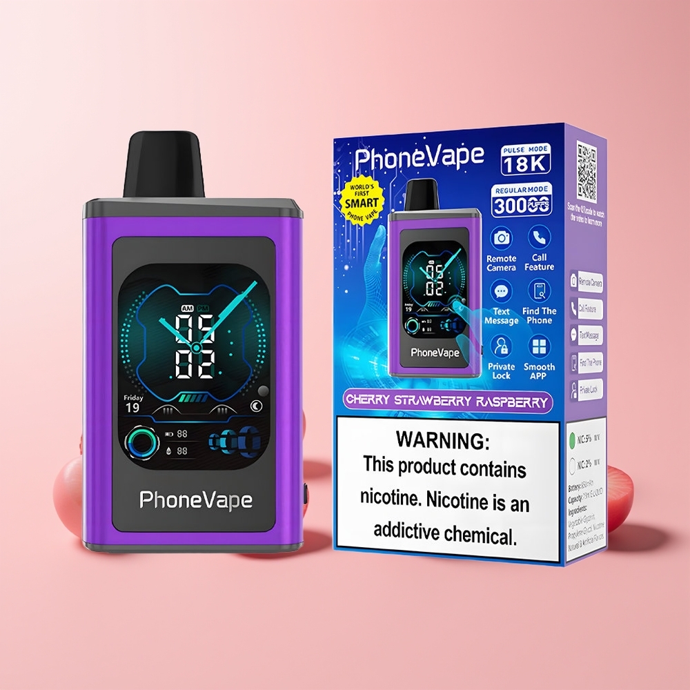 JNR PhoneVape 30000 puffs Norge Engros Disposable Vape Kirsebær Jordbær Bringebær 850mAh Turbo Mode Airflow
