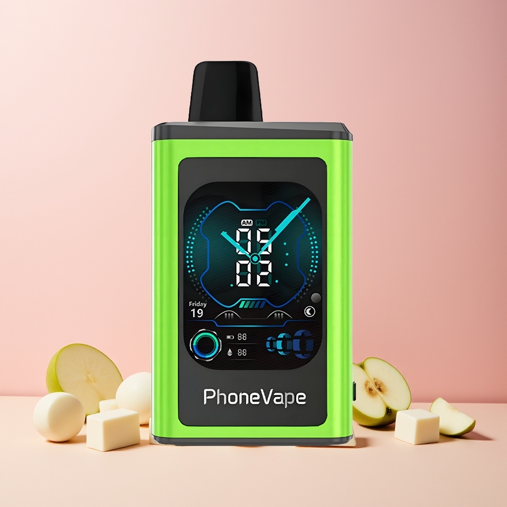JNR PhoneVape 30000 puffs Norge Engros Sur Eple Is Type-C Ladbar Turbo Mode Luftstrøm Justerbar App Styrt