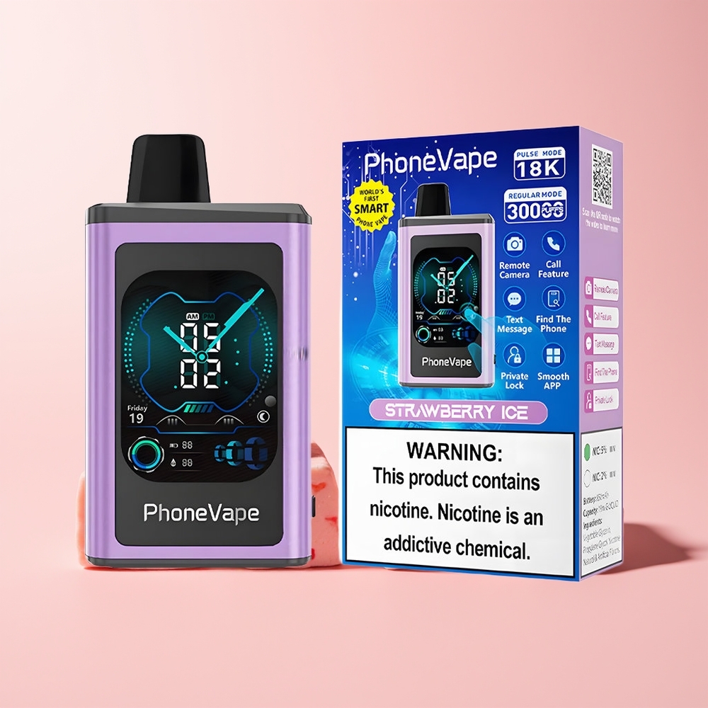 JNR PhoneVape 30000 puffs Norge Engros Type-C Turbo App Styret Jordbær Is