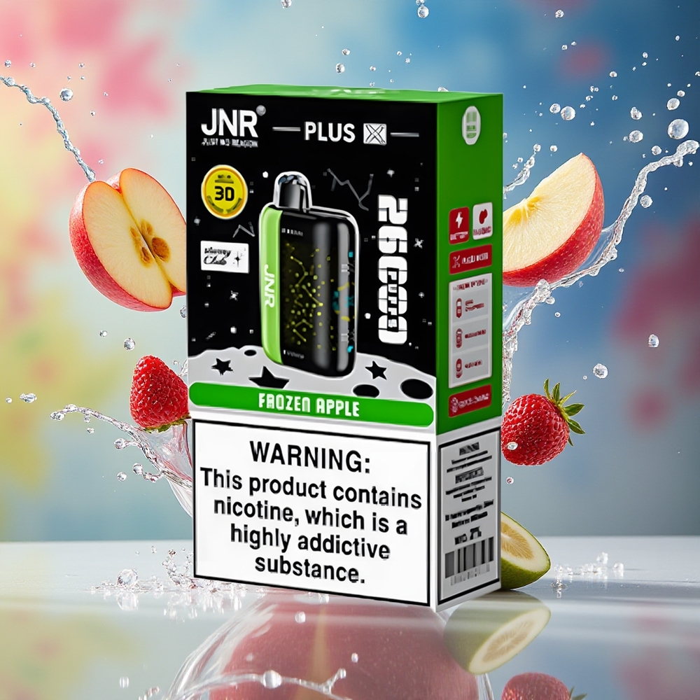 JNR Plus-X 26000 Puffs 850mAh 28ml 2% Dual Mesh Coil Type-C 3D Skjerm Norge Engros Frosset Eple