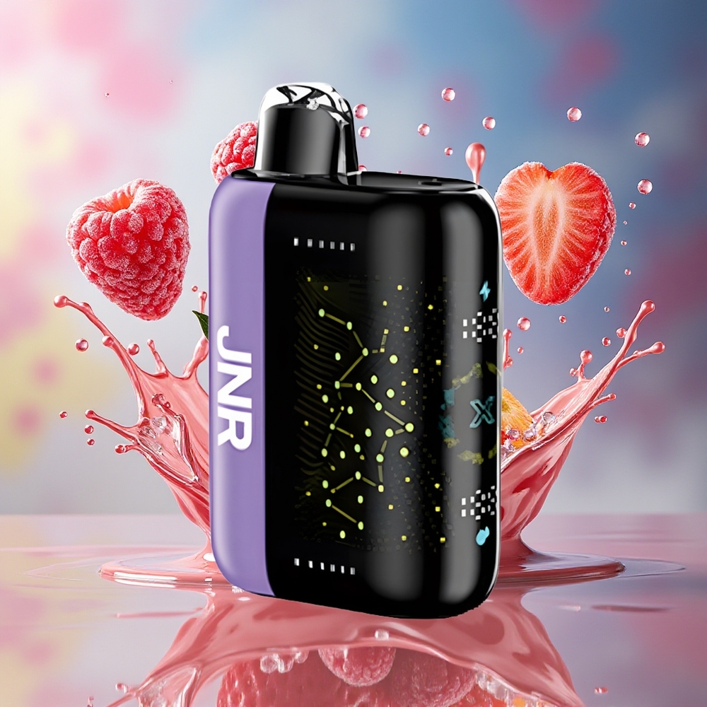 JNR Plus-X 26000 Puffs 850mAh 28ml 2% Dual Mesh Type-C 3D Skjerm Kirsebær Jordbær Bringebær Norge Engros