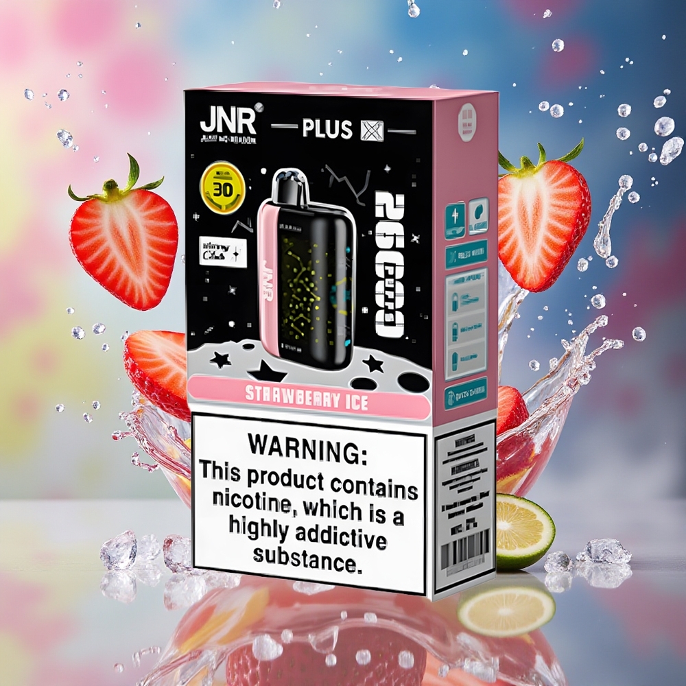 JNR Plus-X 26000 Puffs 850mAh 28ml 2% Dual Mesh Type-C 3D Skjerm Norge Engros Jordbær Is