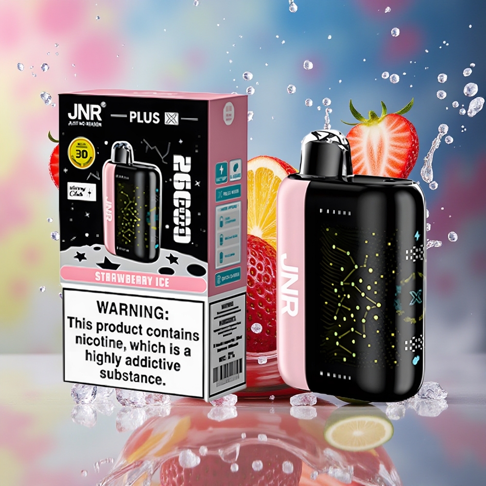 JNR Plus-X 26000 Puffs 850mAh 28ml 2% Dual Mesh Type-C 3D Skjerm Norge Engros Jordbær Is