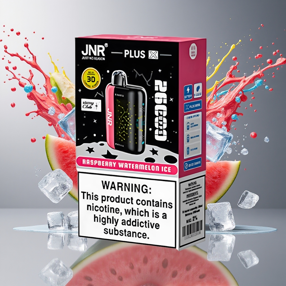 JNR Plus-X 26000 Puffs 850mAh Type-C 3D Skjerm Bringebær Vannmelon Is Norge Engros
