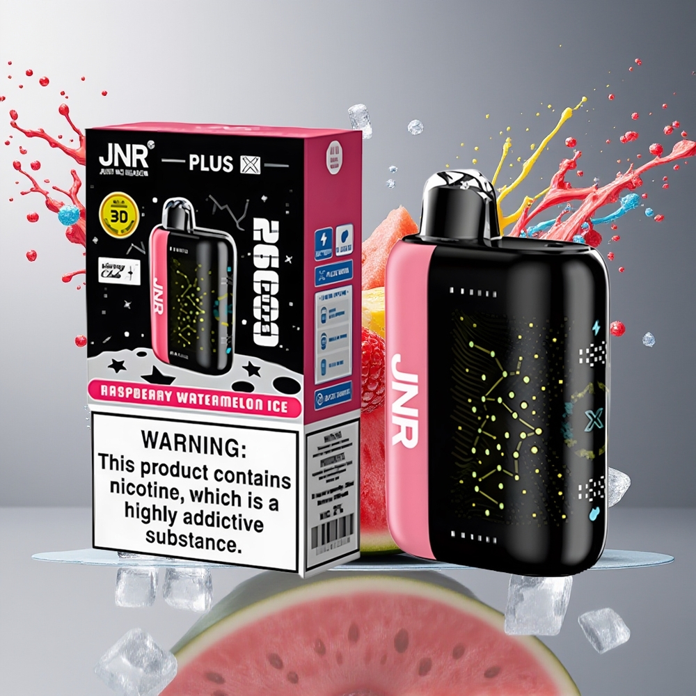JNR Plus-X 26000 Puffs 850mAh Type-C 3D Skjerm Bringebær Vannmelon Is Norge Engros