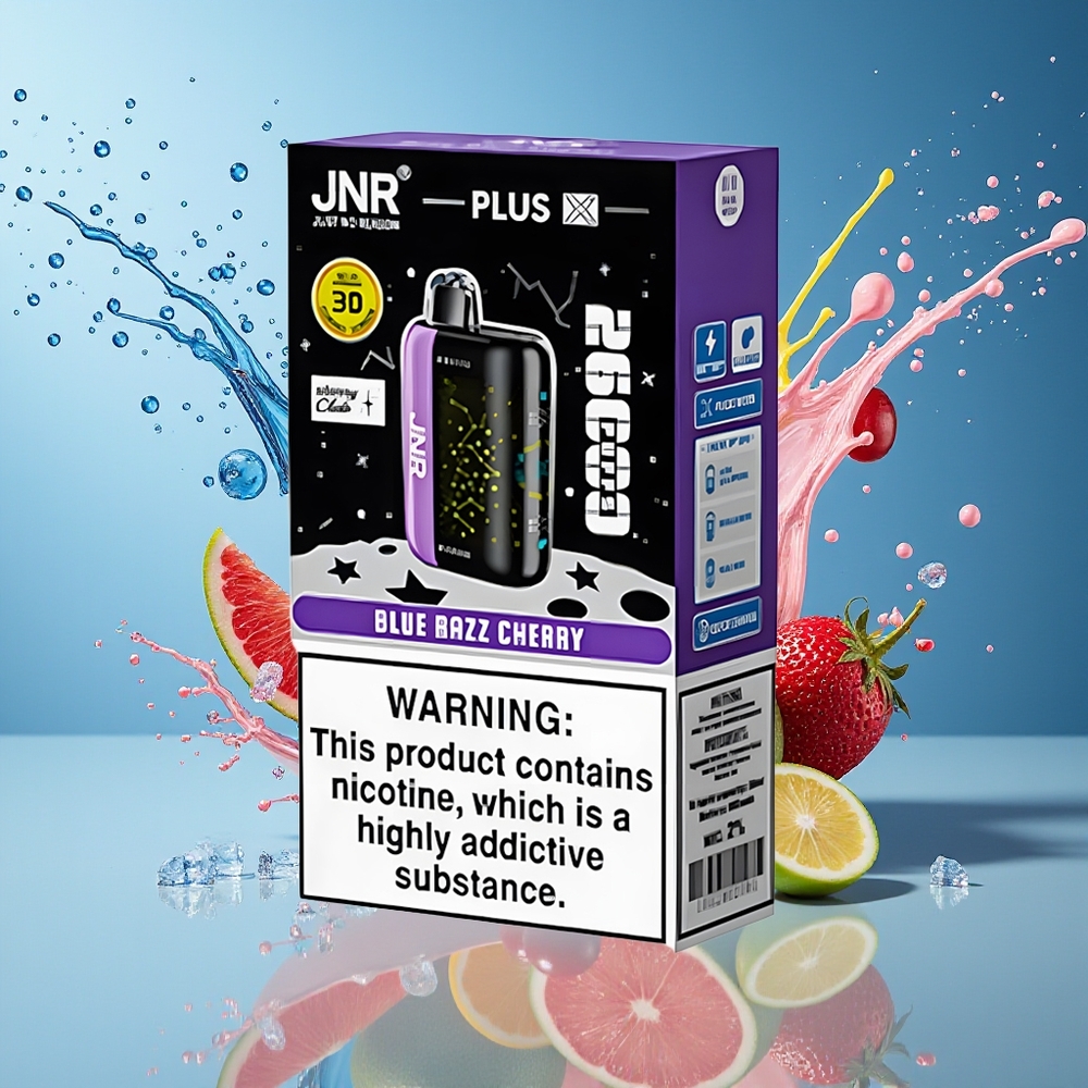 JNR Plus-X 26000 Puffs Norge Engros 850mAh 28ml 2% Blå Bjørnebær Dual Mesh Coil Type-C 3D Skjerm