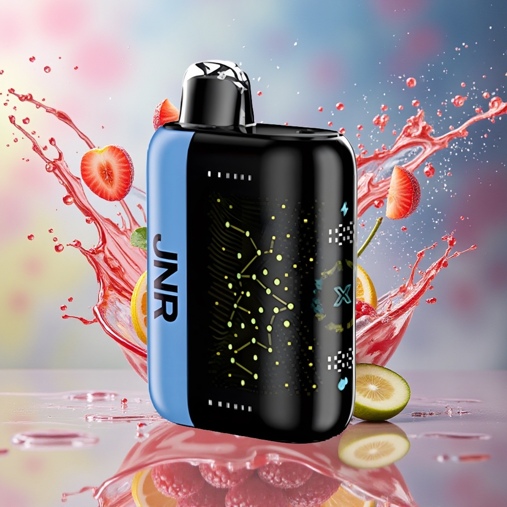 JNR Plus-X 26000 Puffs Norge Engros 850mAh 28ml 2% Dual Mesh Coil Type-C 3D Skjerm Kirsebær Bær