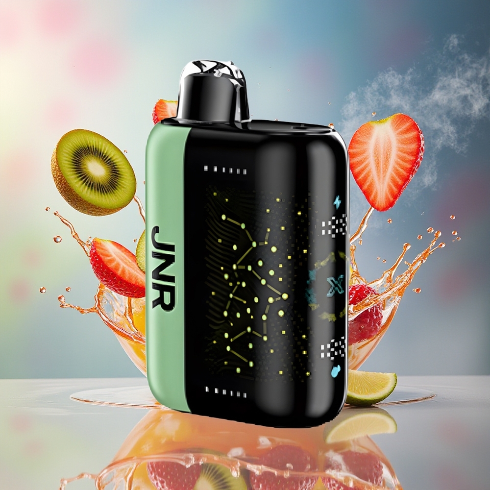 JNR Plus-X 26000 Puffs Norge Engros 850mAh 28ml 2% Dual Mesh Type-C 3D Skjerm Jordbær Kiwi