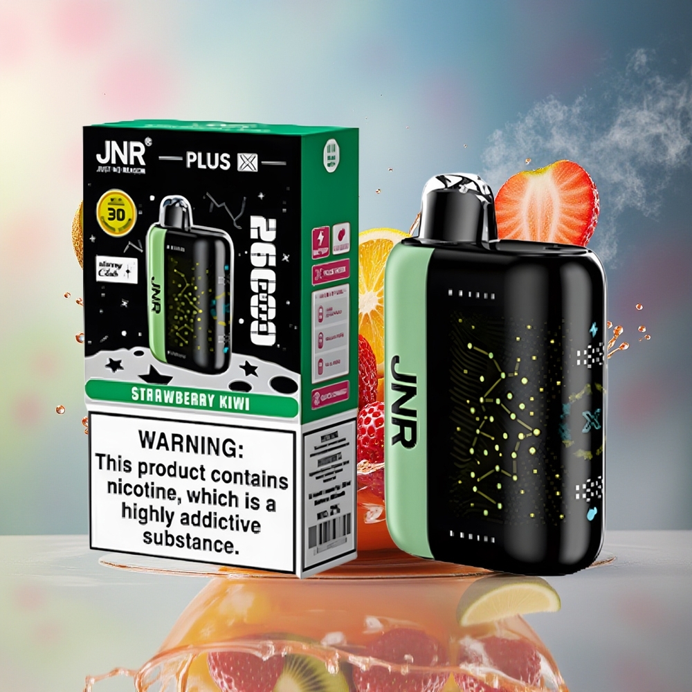 JNR Plus-X 26000 Puffs Norge Engros 850mAh 28ml 2% Dual Mesh Type-C 3D Skjerm Jordbær Kiwi