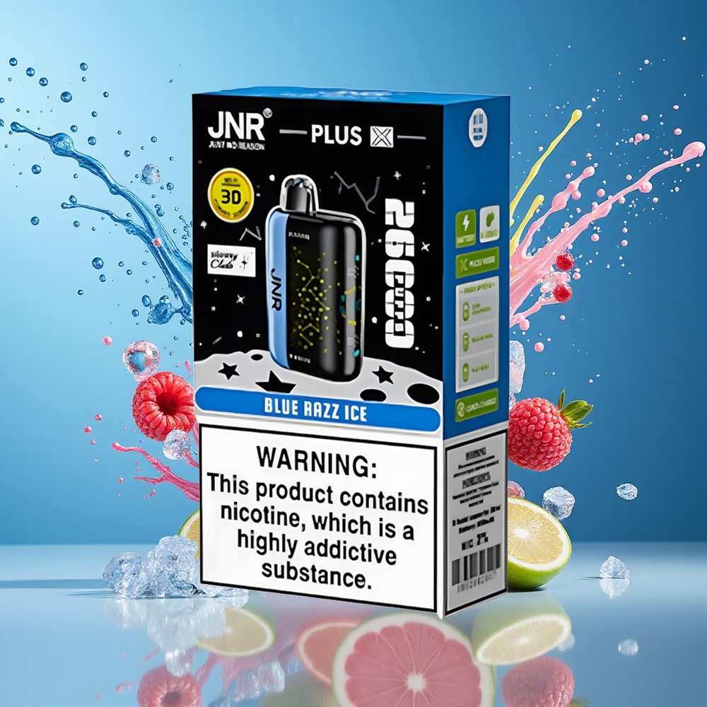 JNR Plus-X 26000 Puffs Norge Engros 850mAh 28ml Type-C Blå Bringebær Is
