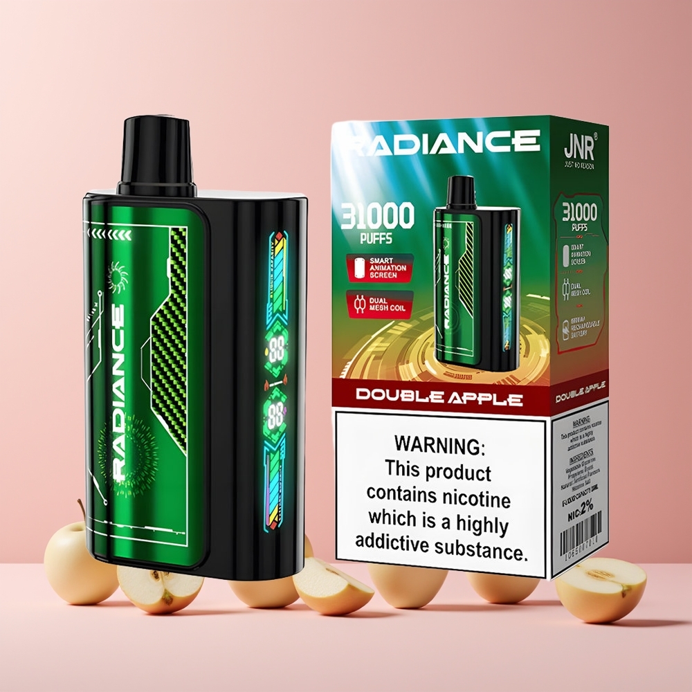 JNR Radiance 31000 Puffs Engangs Vape Dobbel Eple Norge Engros 28ml Dual Mesh 2%