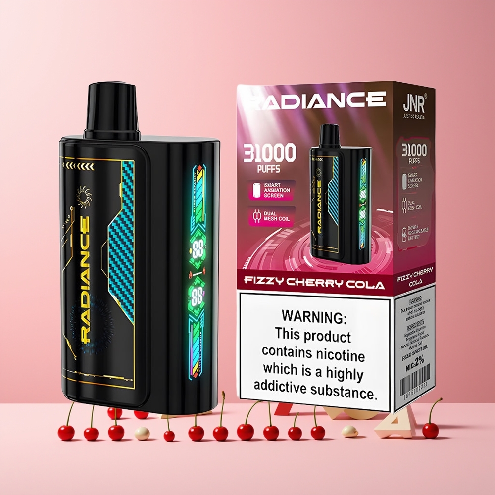 JNR Radiance 31000 Puffs Norge Engros 28ml Dual Mesh Skummende Kirsebær Cola