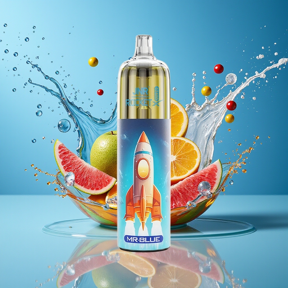 JNR Rocket-X 12400 Puffs Engros Norge Justerbar Luftstrøm RGB 1.2ohm Mesh Coil 850mAh Type-C Mr Blå