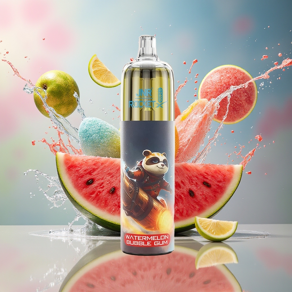 JNR Rocket-X 12400 Puffs Engros Norge Justerbar Luftstrøm RGB Vannmelon Tyggegummi 1.2ohm Mesh 850mAh 25ml Type-C