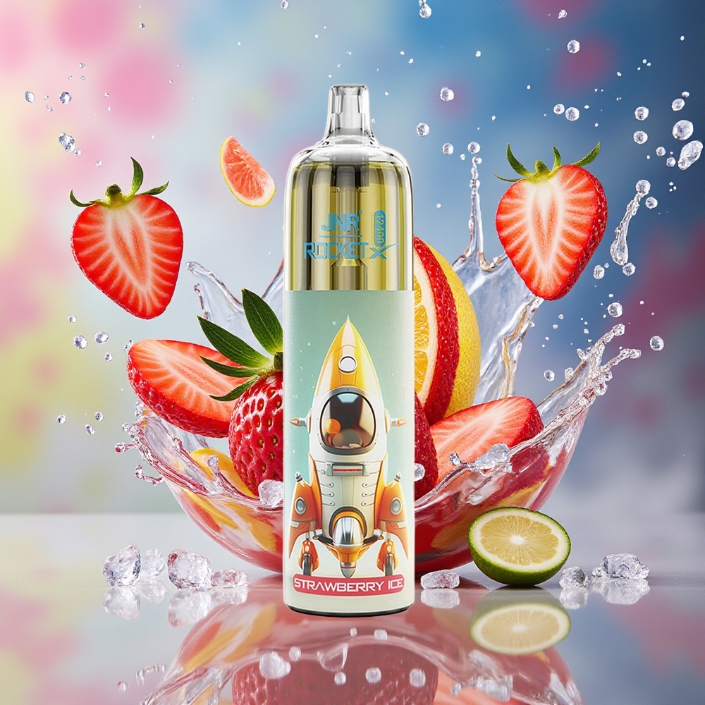 JNR Rocket-X 12400 Puffs Norge Engros Justerbar Luftstrøm RGB 1.2ohm Mesh 850mAh Type-C Jordbær Is