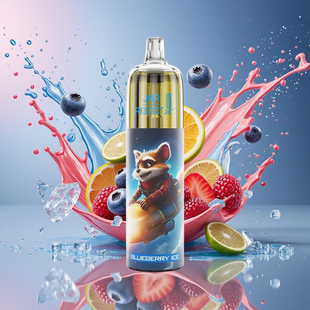 JNR Rocket-X 12400 Puffs Norge Engros Justerbar Luftstrøm RGB 1.2ohm Mesh Coil Blåbær Is