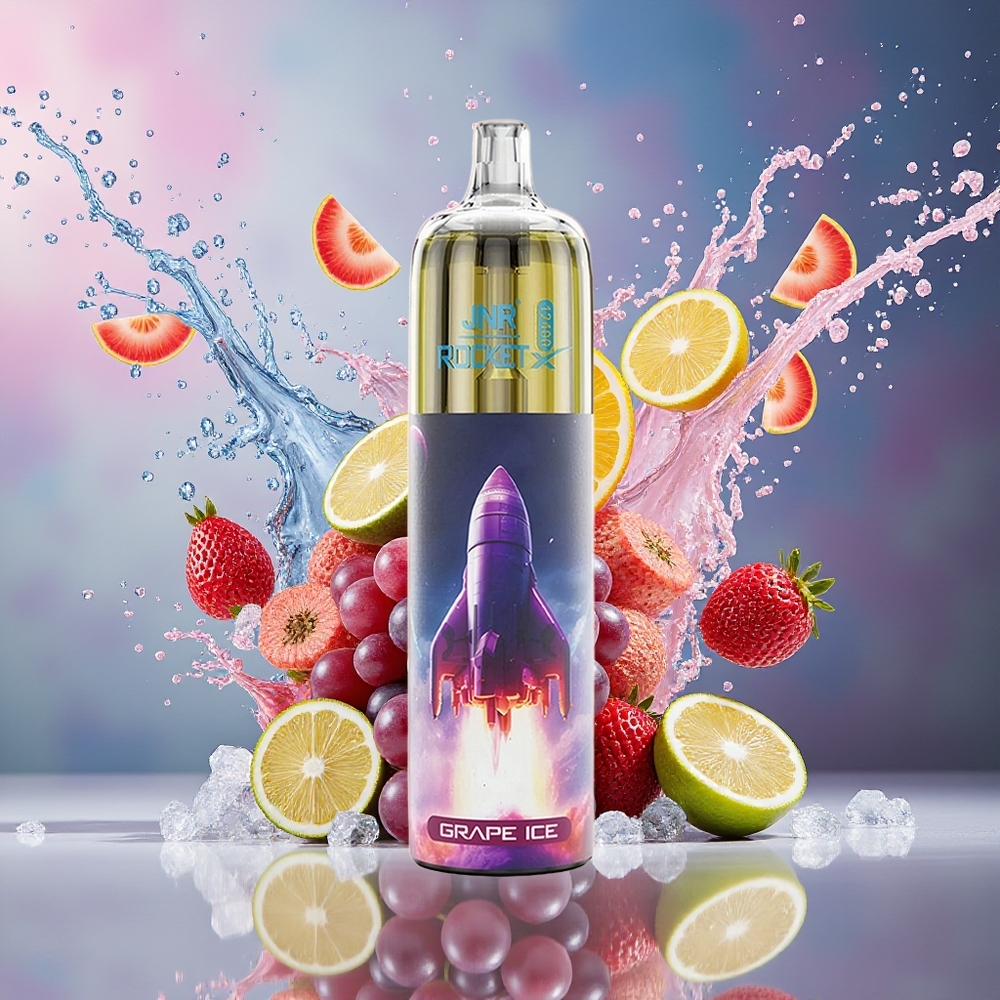 JNR Rocket-X 12400 Puffs Norge Engros Justerbar Luftstrøm RGB 1.2ohm Mesh Coil Druer Is