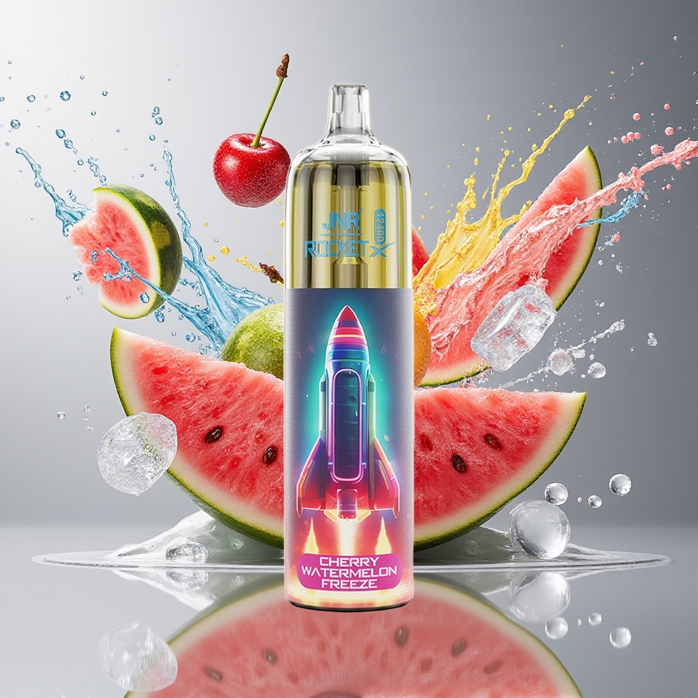 JNR Rocket-X 12400 Puffs Norge Engros Justerbar Luftstrøm RGB 1.2ohm Mesh Coil Kirsebær Vannmelon Fryse