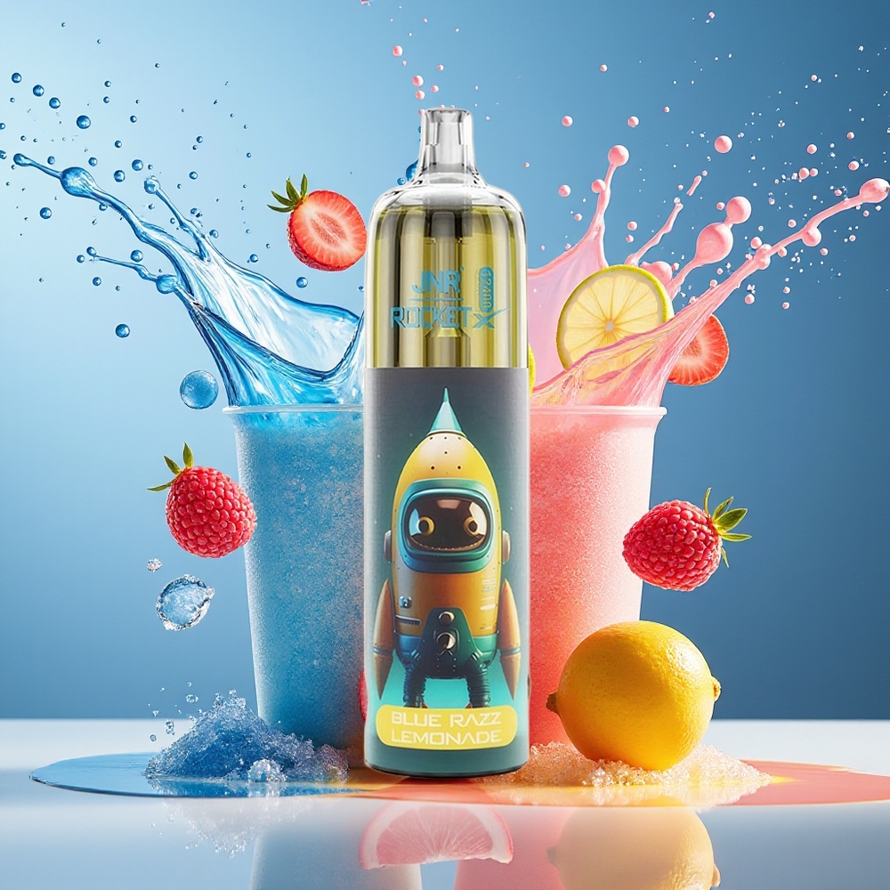 JNR Rocket-X 12400 Puffs Norge Engros Justerbar Luftstrøm RGB Blå Bringebær Lemonade 1.2ohm Mesh 850mAh 25ml Type-C