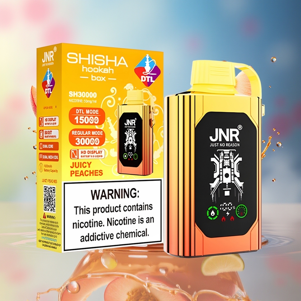 JNR Shisha Hookah Box 20500 Puffs HD Display 1000mAh Type-C Norge Engros Juicy Peaches (Saftige Fersken)