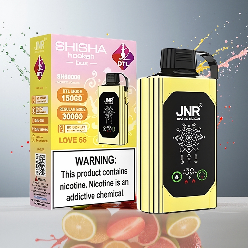 JNR Shisha Hookah Box 20500 Puffs Norge Engros HD Display 1000mAh 25ml Dual Mesh Coil Type-C Love 66