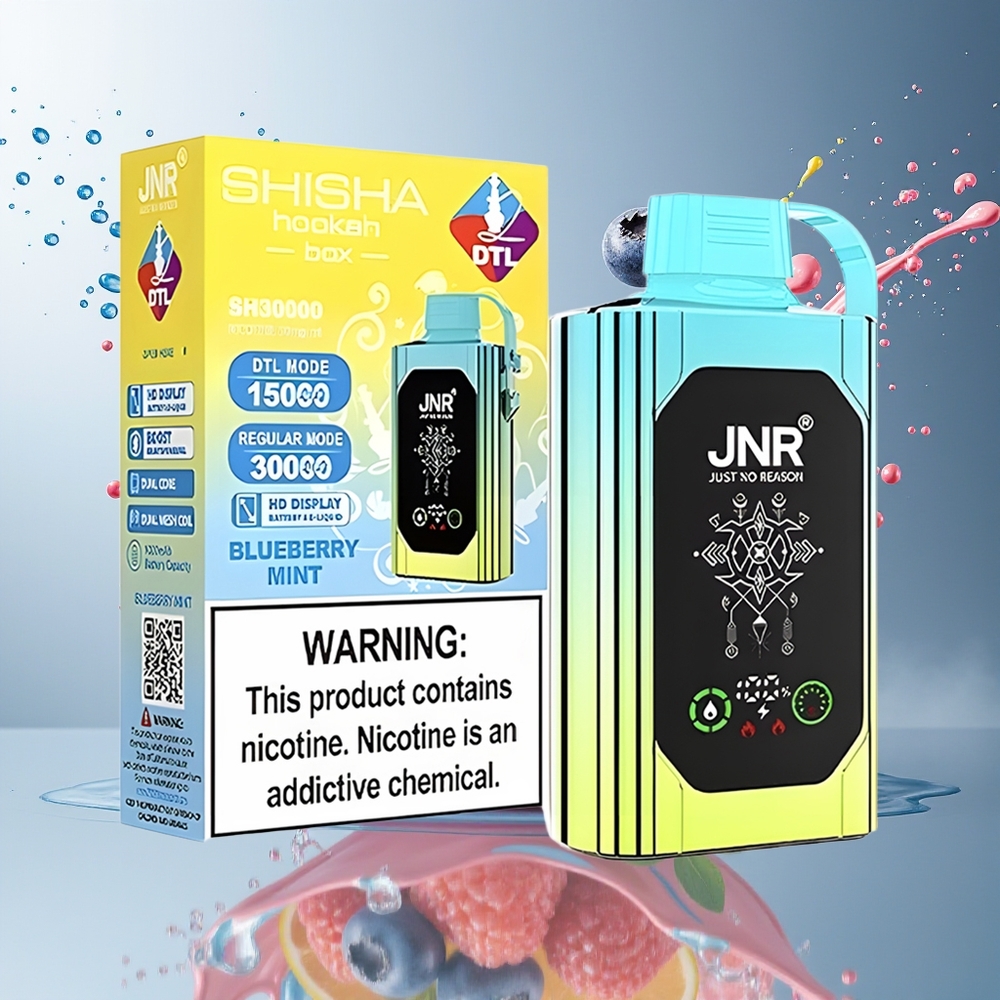 JNR Shisha Hookah Box 20500 Puffs Norge Engros HD Display 1000mAh Type-C Blåbær Mynte