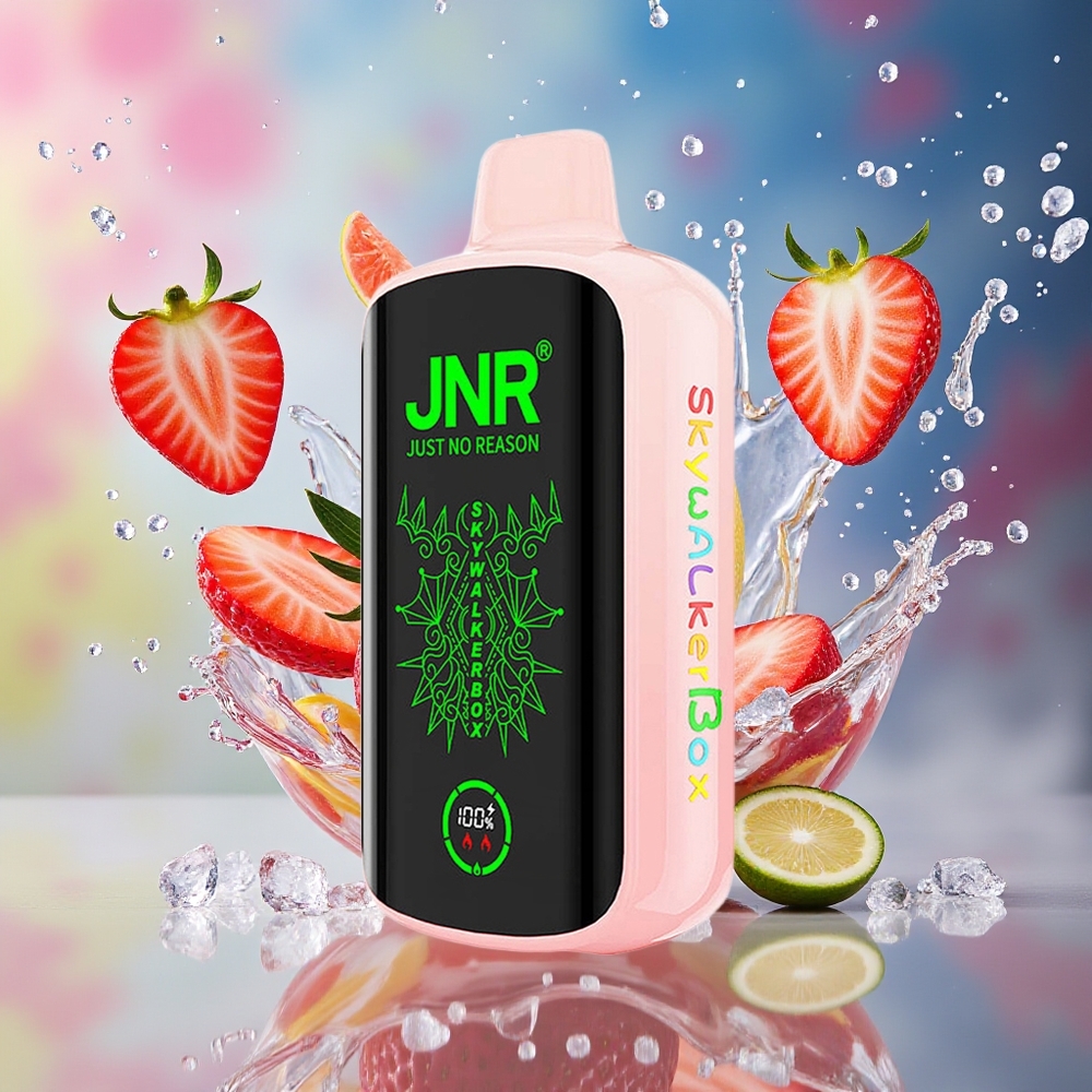 JNR Skywalker Box 21000 Puffs Norge Engros Type-C Hurtiglading 25ml Jordbær Is