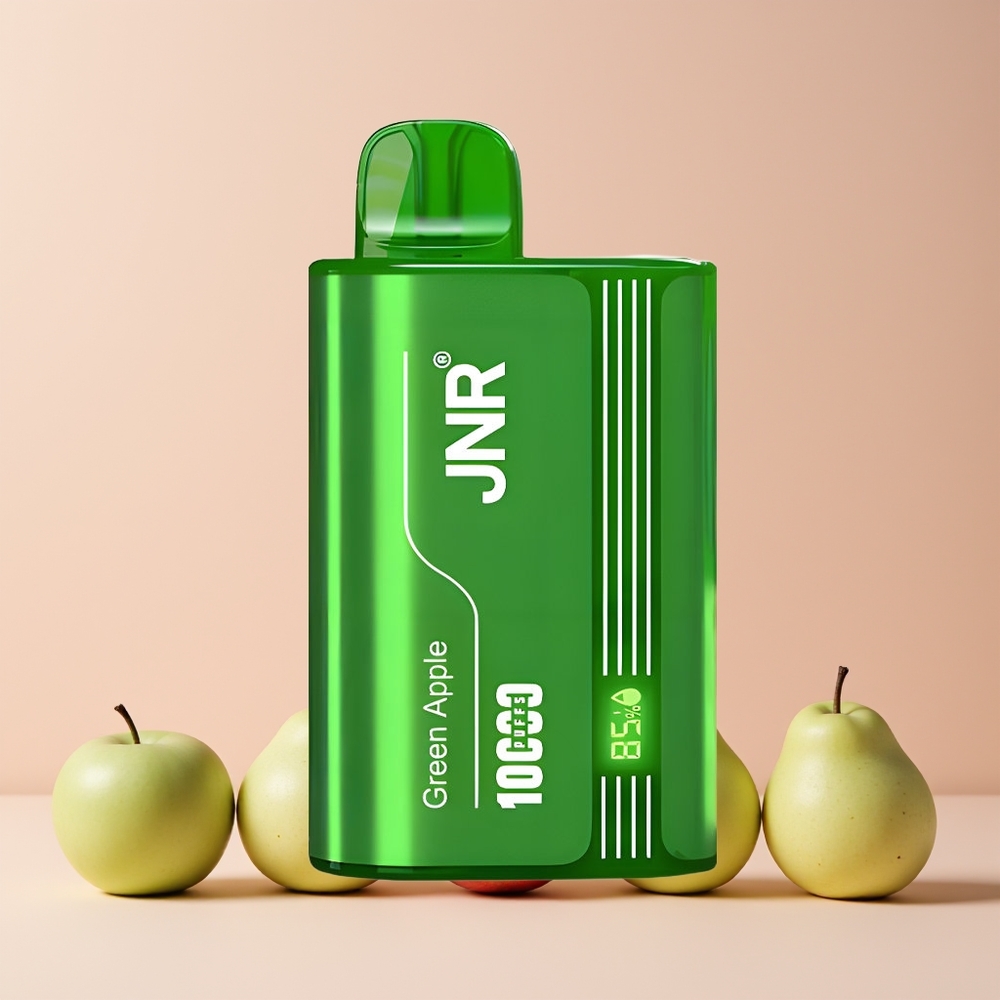 JNR Tank 10000 Puffs Norge Engros Justerbar Luftstrøm Digital Skjerm Grønt Eple Fersken Pære