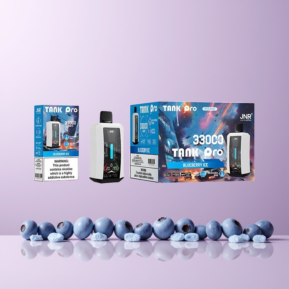 JNR Tank Pro 33000 Puff Engangsdamp Norge Engros Blåbæris Digital Skjerm Dual Mesh Coil Type-C