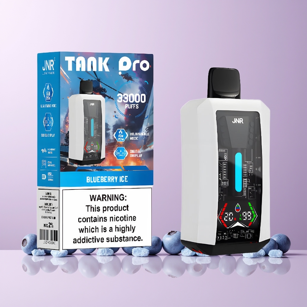 JNR Tank Pro 33000 Puff Engangsdamp Norge Engros Blåbæris Digital Skjerm Dual Mesh Coil Type-C