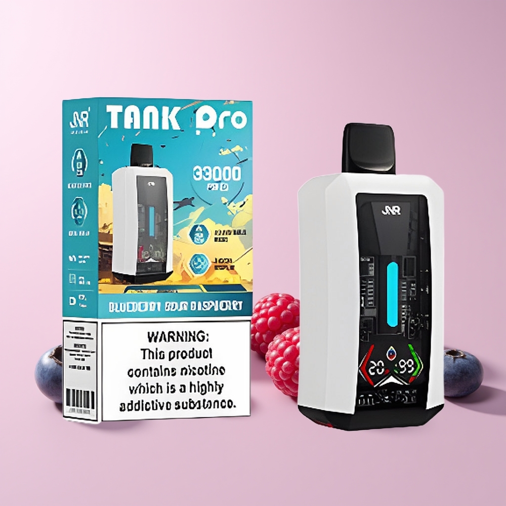 JNR Tank Pro 33000 Puff Norge Engros Digital Skjerm Blåbær Sur Bringebær 28ml 2% Nikotin