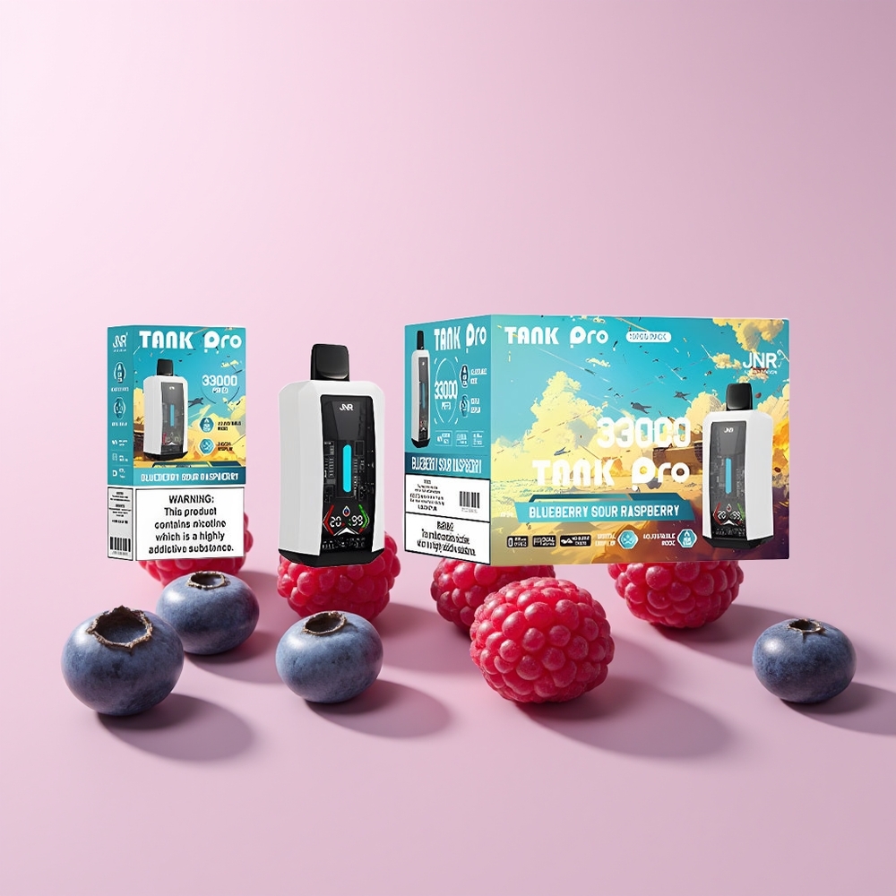 JNR Tank Pro 33000 Puff Norge Engros Digital Skjerm Blåbær Sur Bringebær 28ml 2% Nikotin
