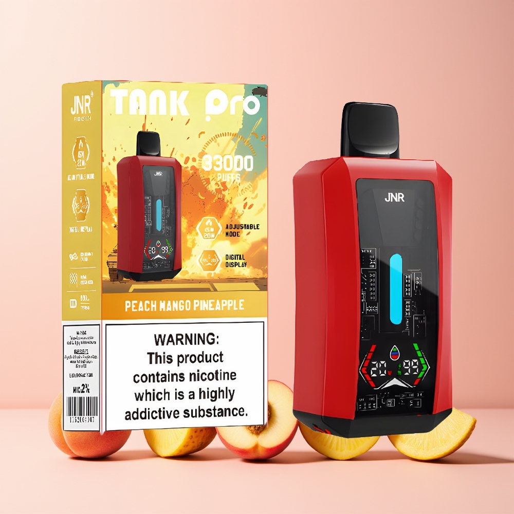 JNR Tank Pro 33000 Puff Norge Engros Disposable Vape Fersken Mango Ananas 28ml 2% Nikotin