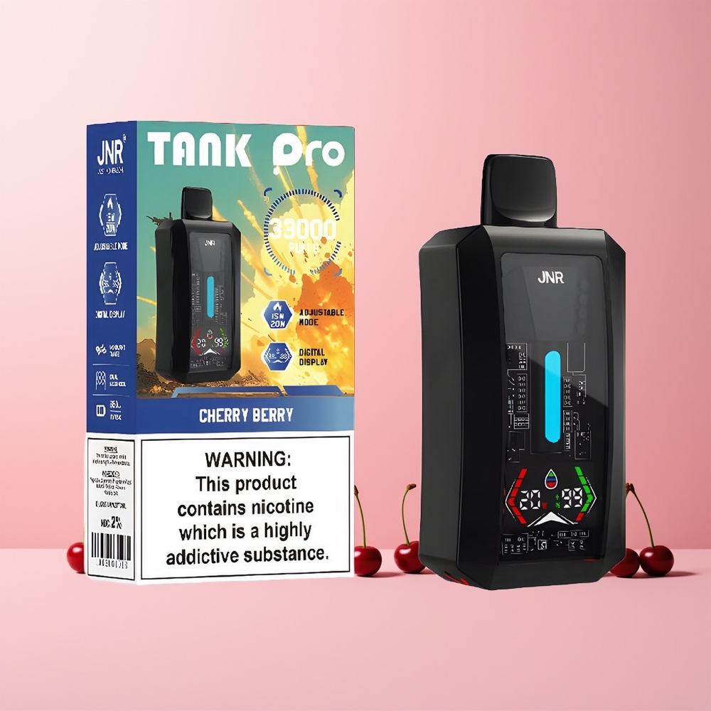 JNR Tank Pro 33000 Puffs Norge Engros Digital Display Dual Mesh Kirsebær Bær