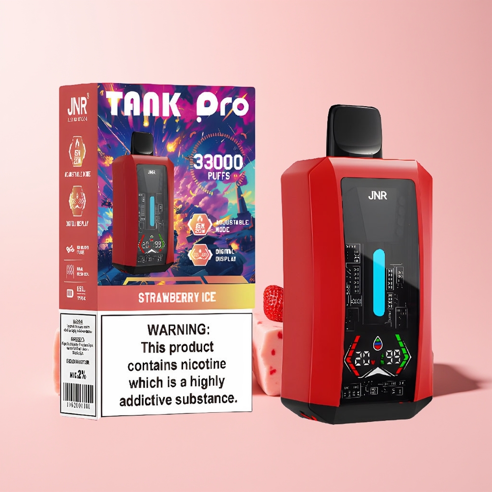 JNR Tank Pro 33000 Puffs Norge Engros Digital Display Jordbær Is 28ml Type-C