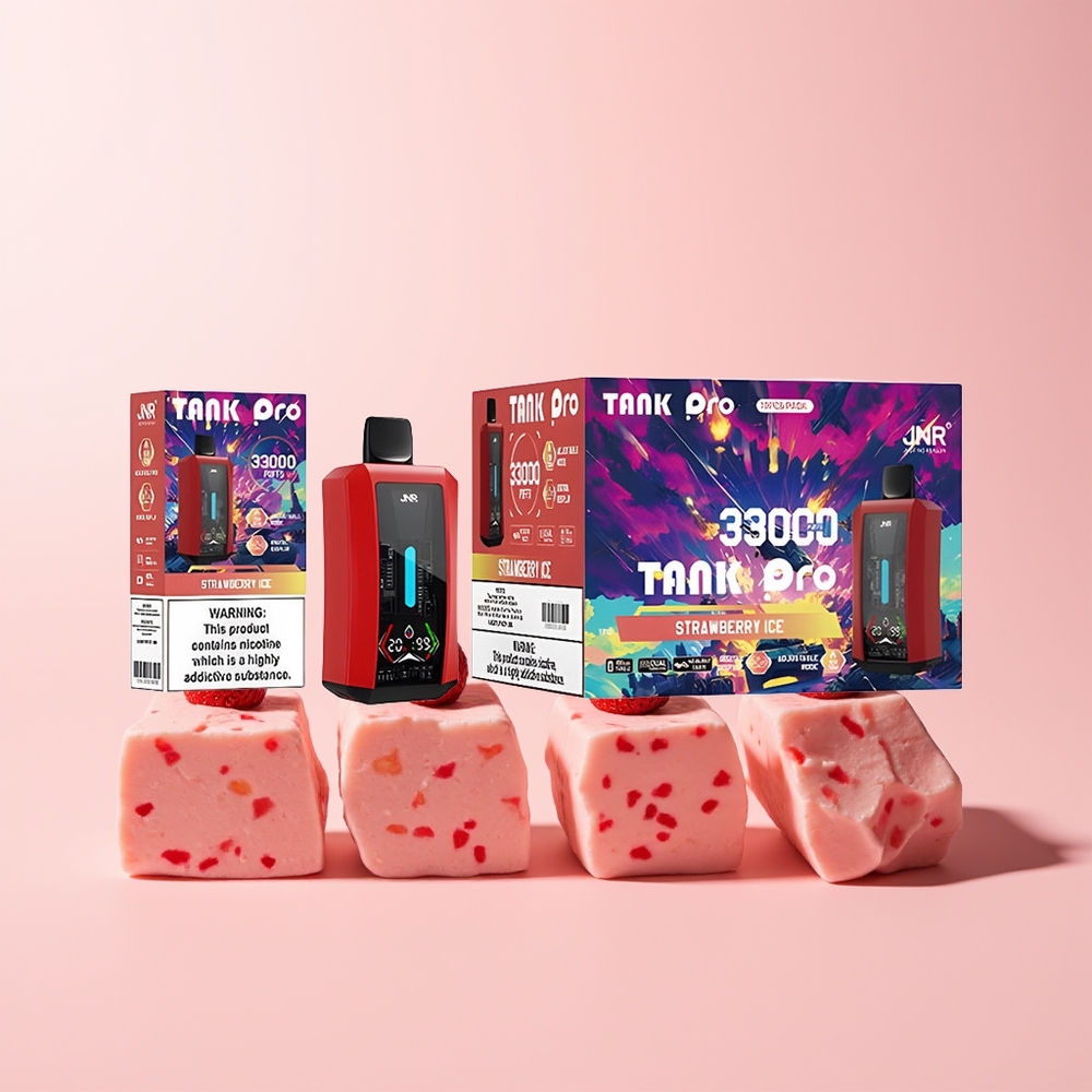 JNR Tank Pro 33000 Puffs Norge Engros Digital Display Jordbær Is 28ml Type-C