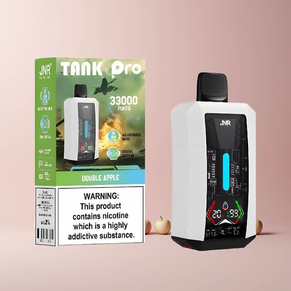 JNR Tank Pro 33000 Puffs Norge Engros Dobbel Eple 28ml Digital Display Dual Mesh Coil