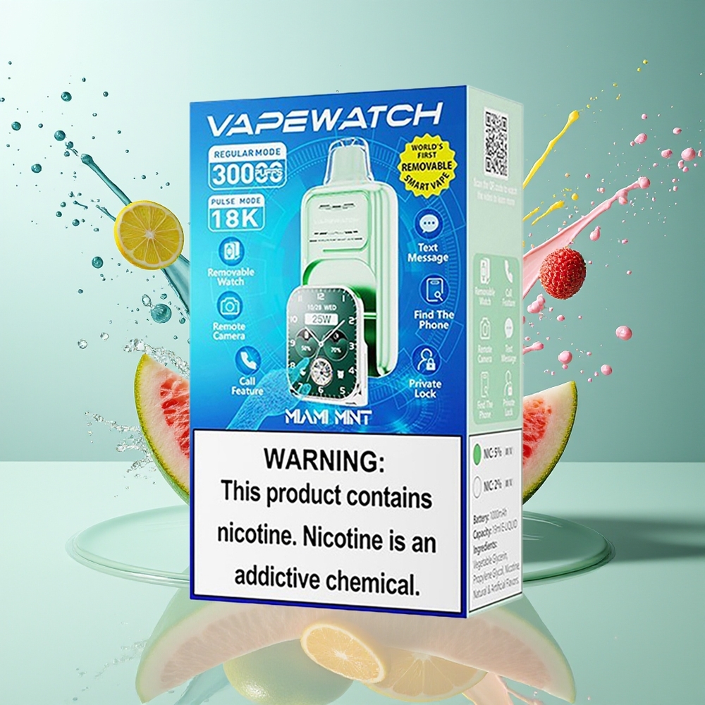 JNR VapeWatch 30000 Puffs 1000mAh Type-C Miami Mynte Norge Engros
