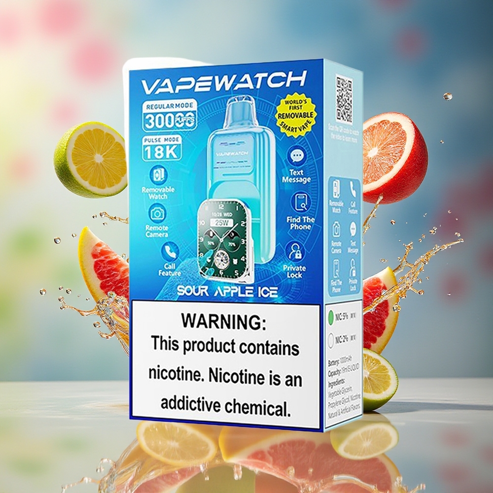 JNR VapeWatch 30000 Puffs 1000mAh Type-C Norge Engros Sur Eple Is