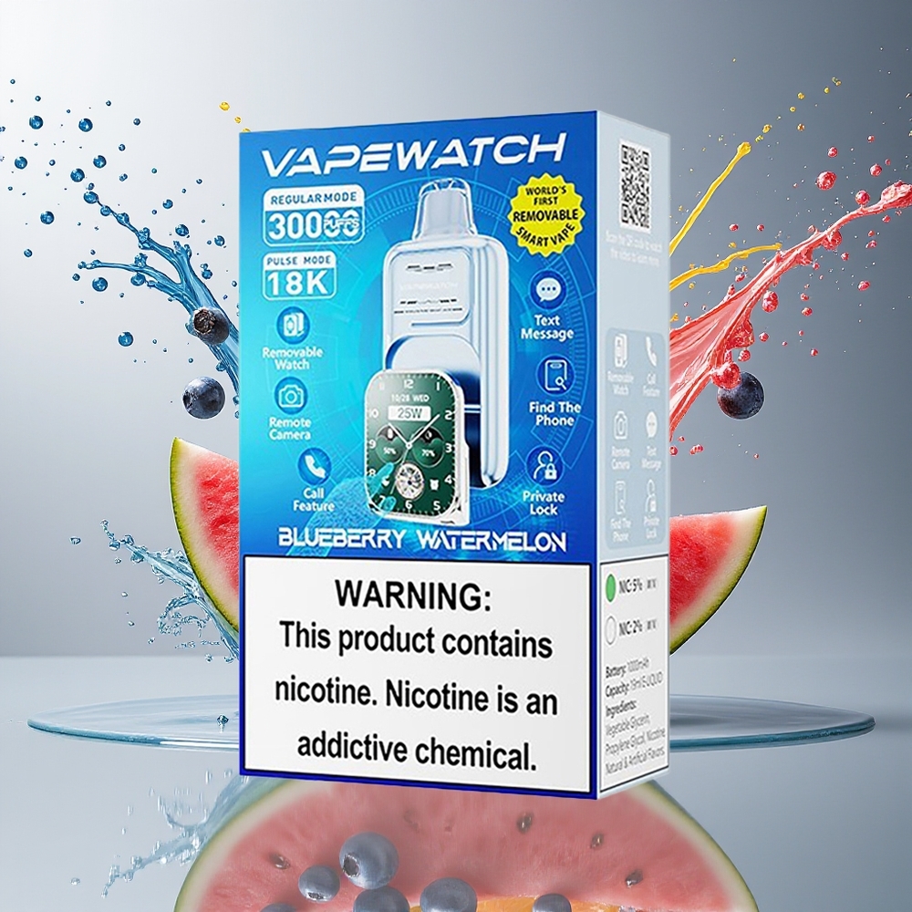 JNR VapeWatch 30000 Puffs 1000mAh Type-C Quick Charge Norge Engros Blåbær Vannmelon