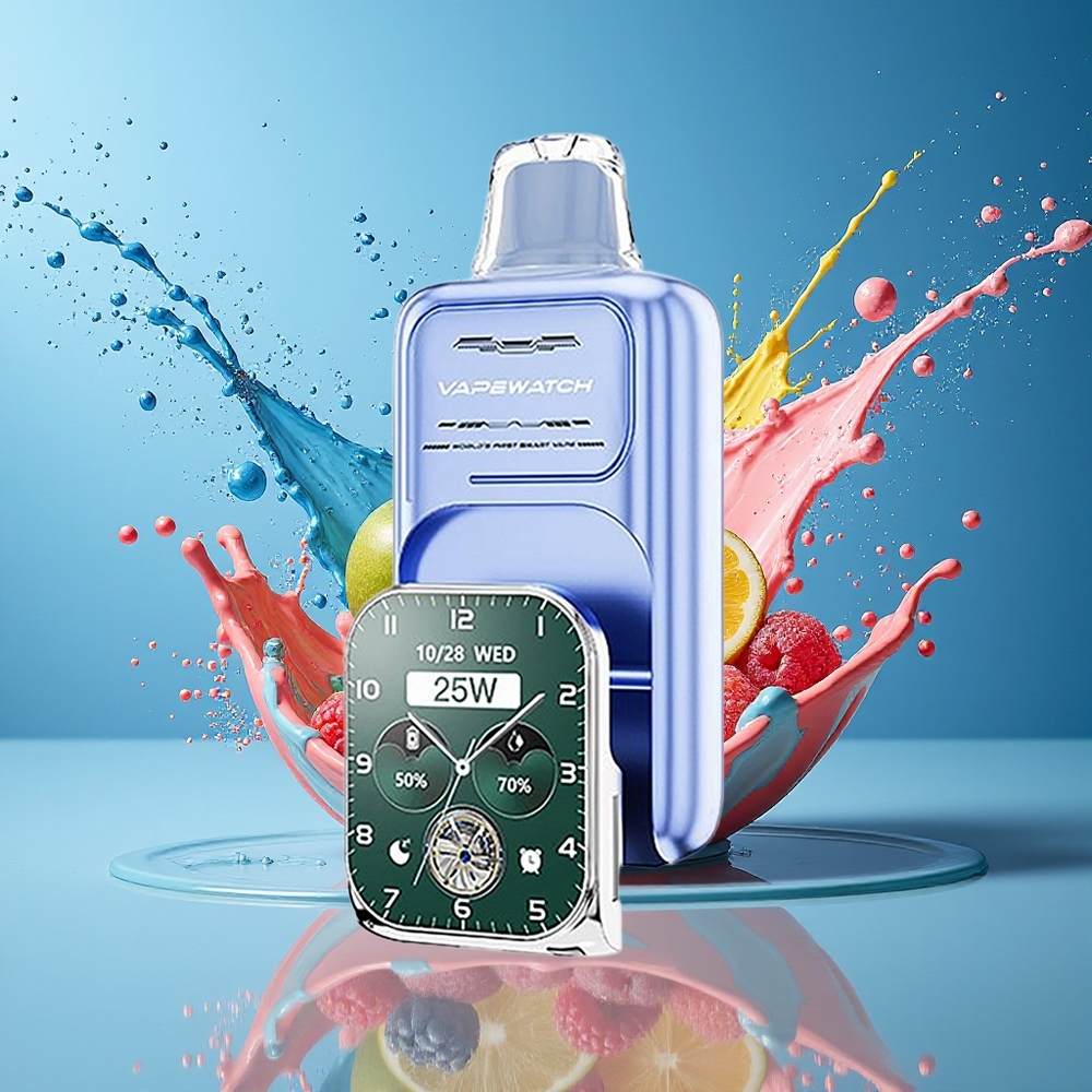 JNR VapeWatch 30000 Puffs Norge Engros 1000mAh Type-C Blå Bringebær Is Dual Mesh Coil
