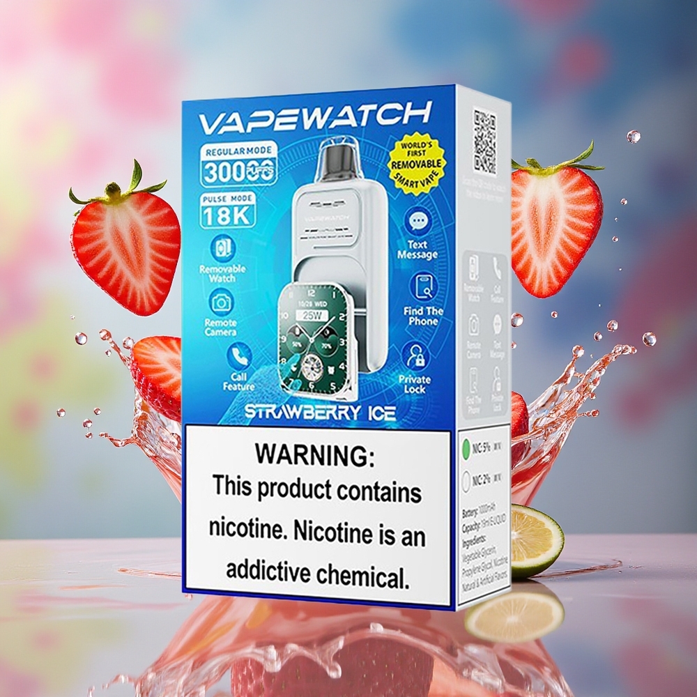 JNR VapeWatch 30000 Puffs Norge Engros Type-C Hurtiglading 1000mAh Jordbæris